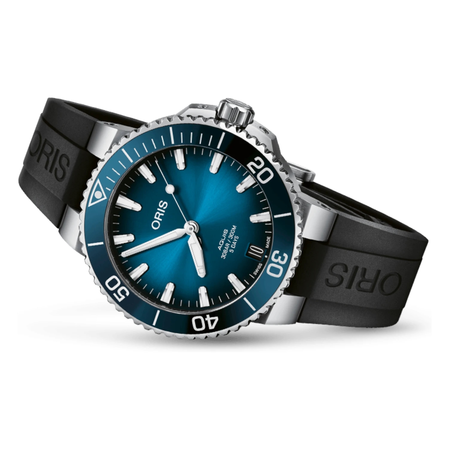 Oris Aquis Date Calibre 400 Automatic Blå Svart Gummi