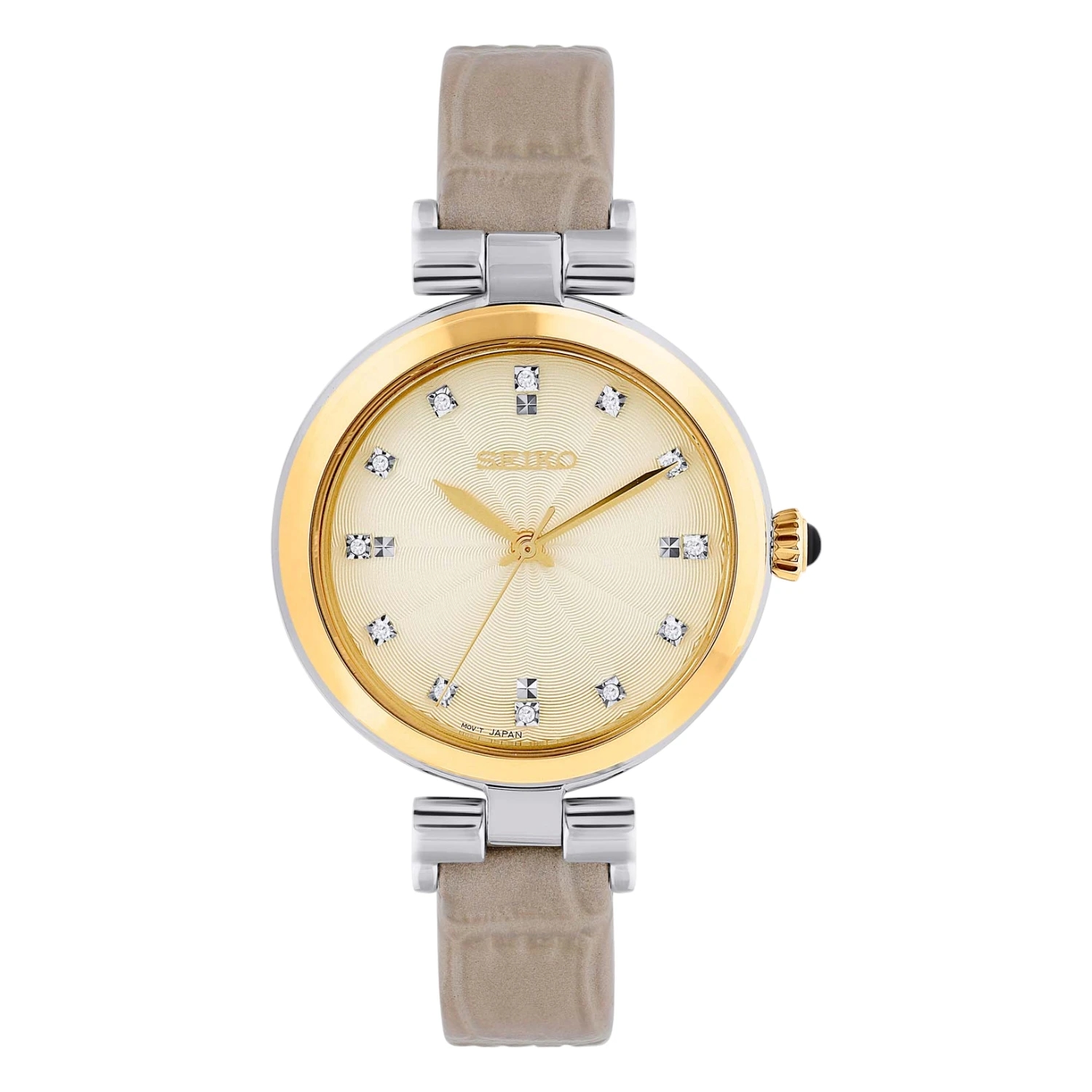 Seiko Damklocka Champagne Grått Läder