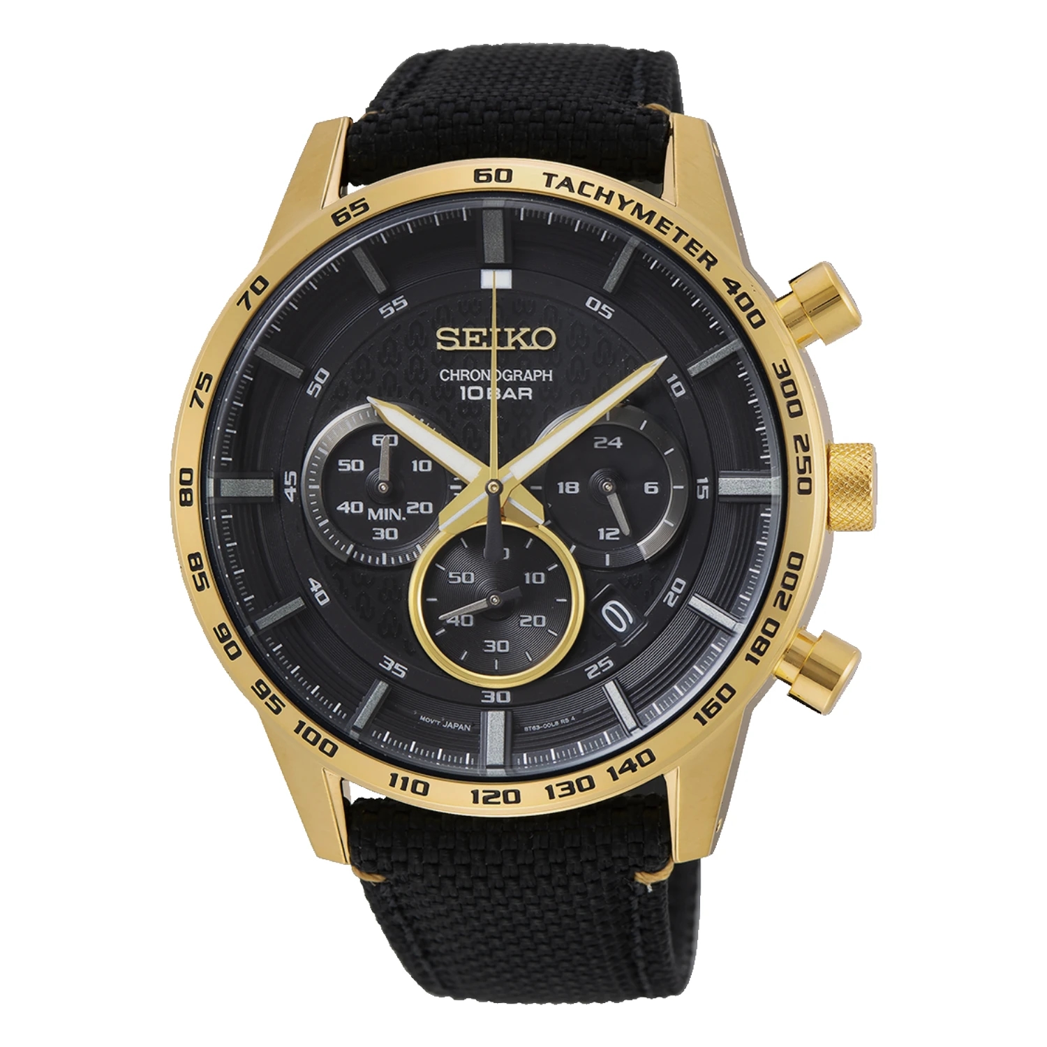 Seiko Chronograph Guldfärgad Svart Nylon