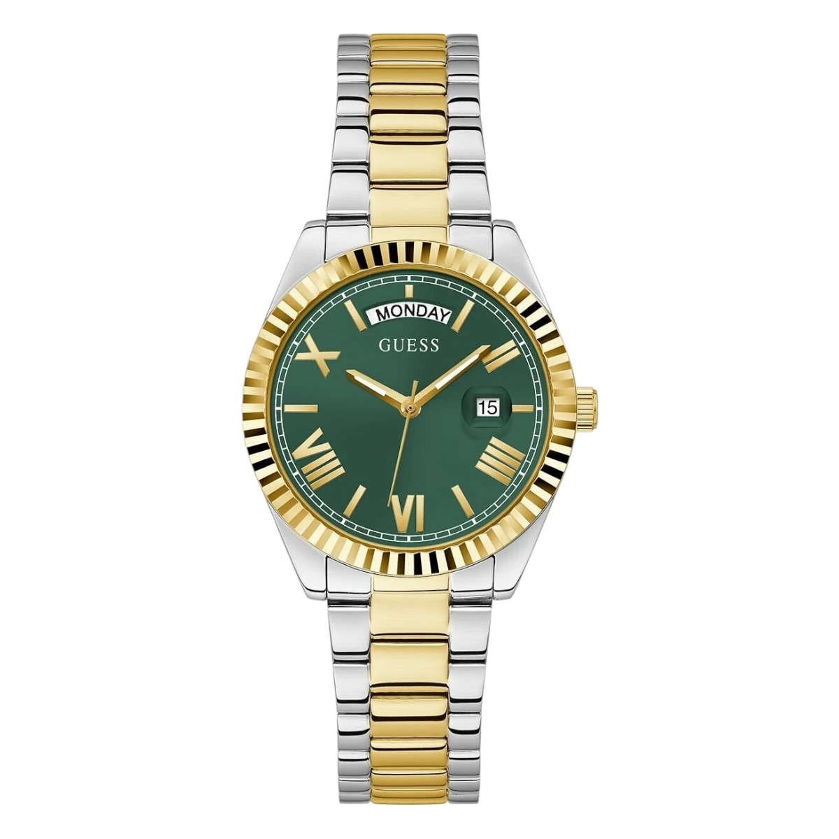Guess Luna grön med gulguldtonat stål 36 mm
