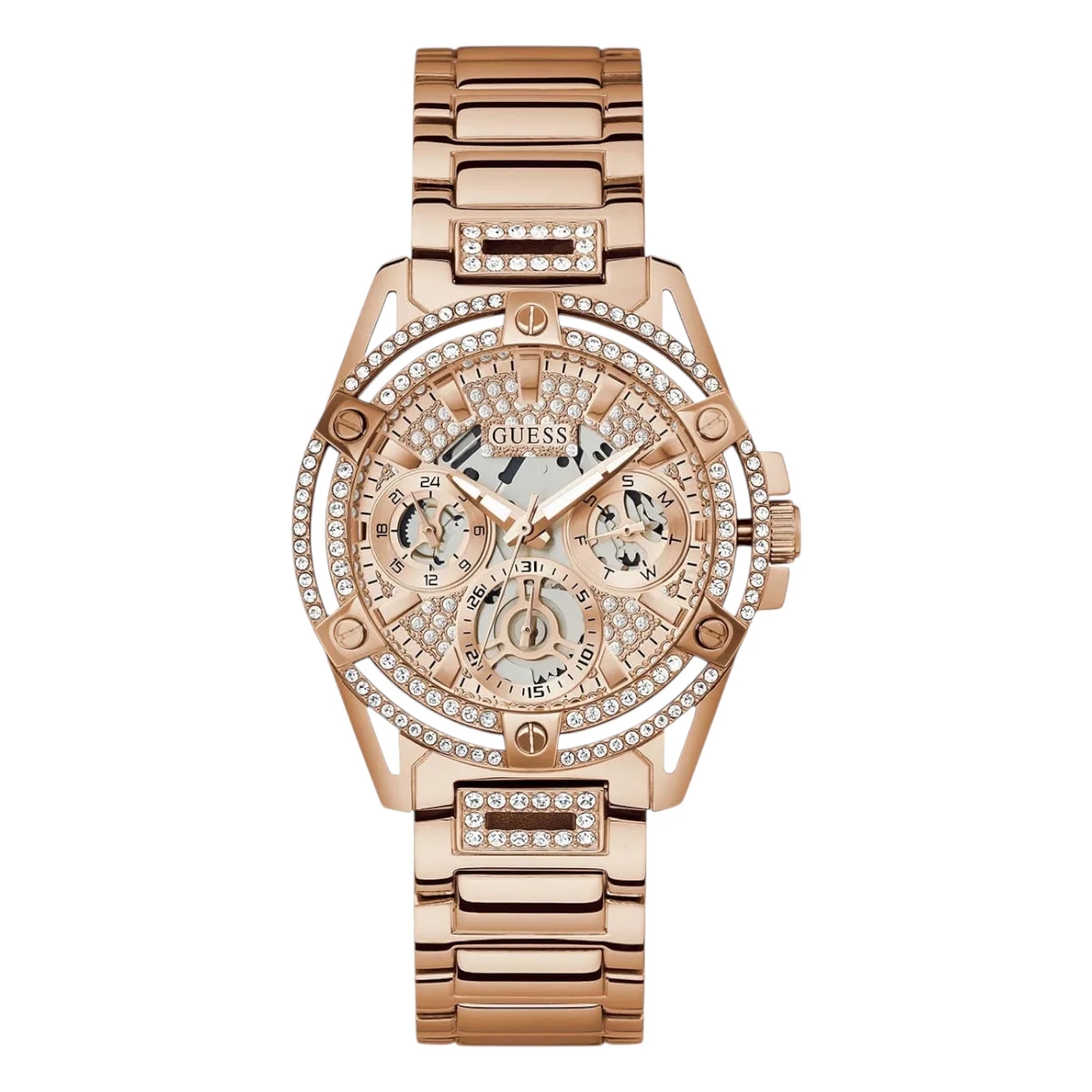Guess Queen roséguldstonat stål med kristaller 40 mm