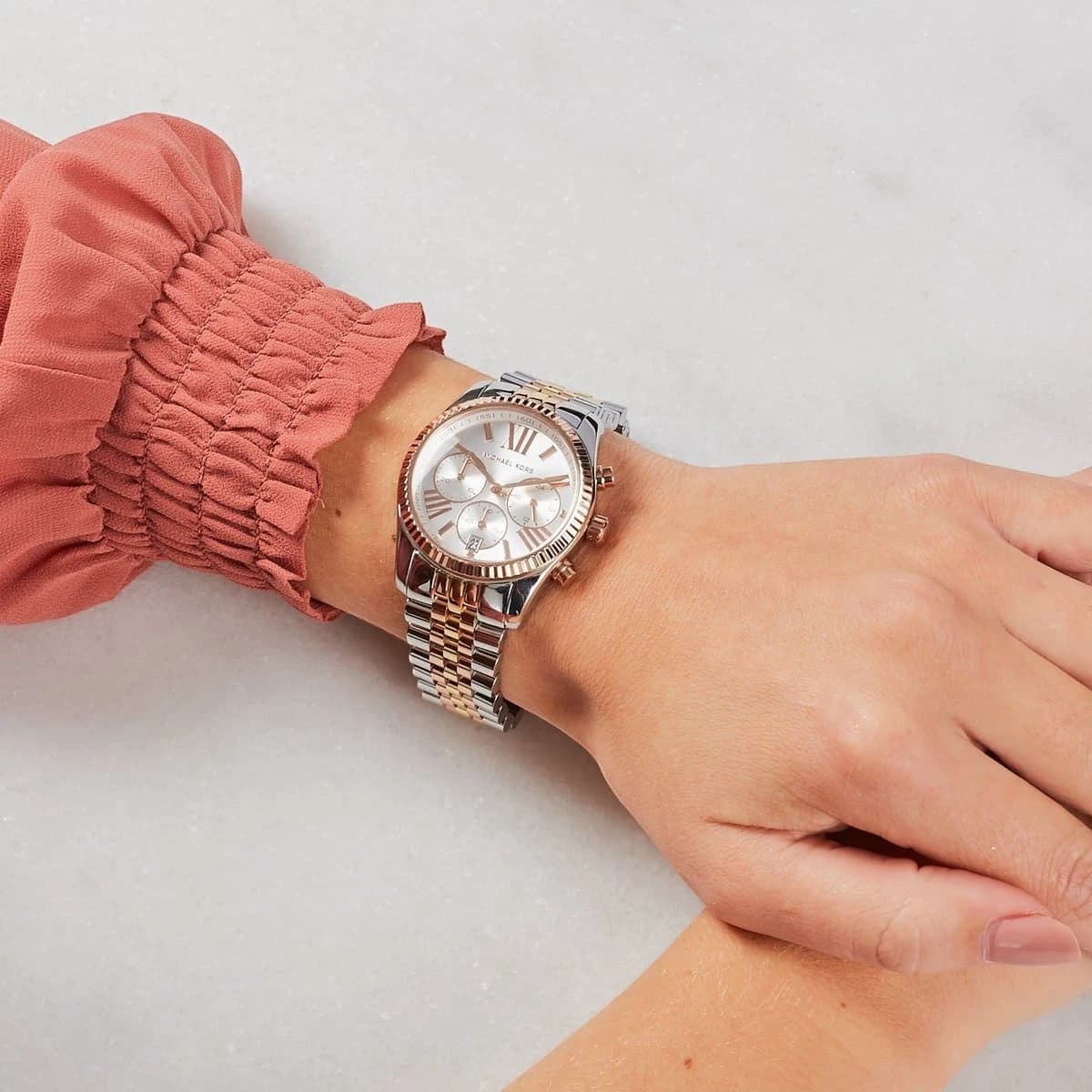 Michael Kors Lexington Silver/Roséguldtonat stål 38 mm — bild 2