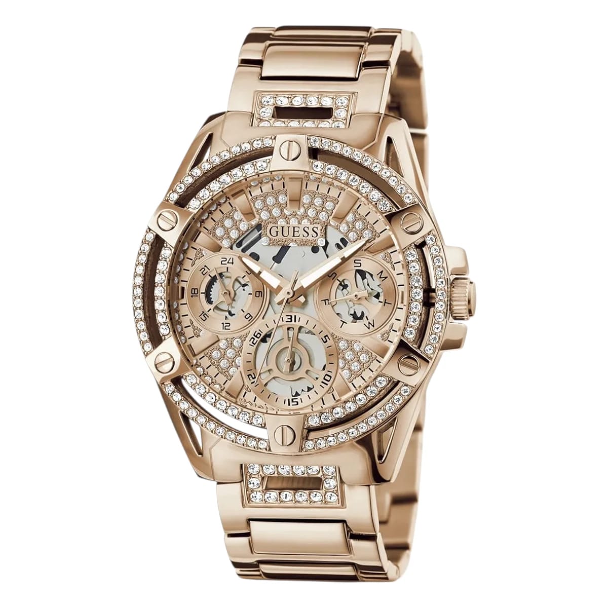 Guess Queen roséguldstonat stål med kristaller 40 mm