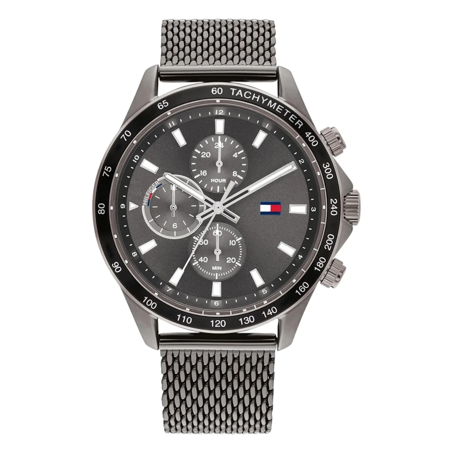 Tommy Hilfiger Herrklocka Grå Mesh Dual Time