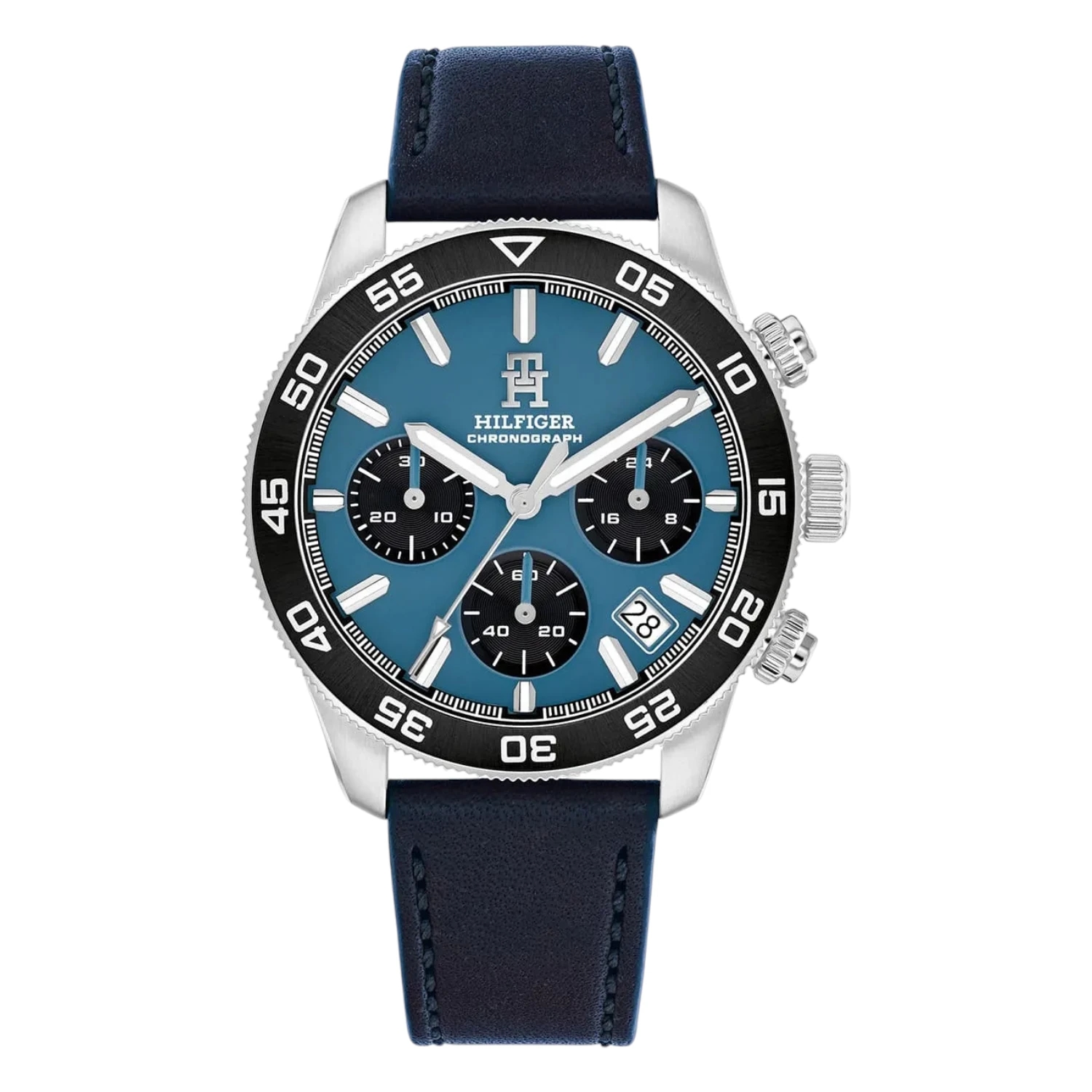 Tommy Hilfiger TH85 Chronograph Mörkblå Läderrem