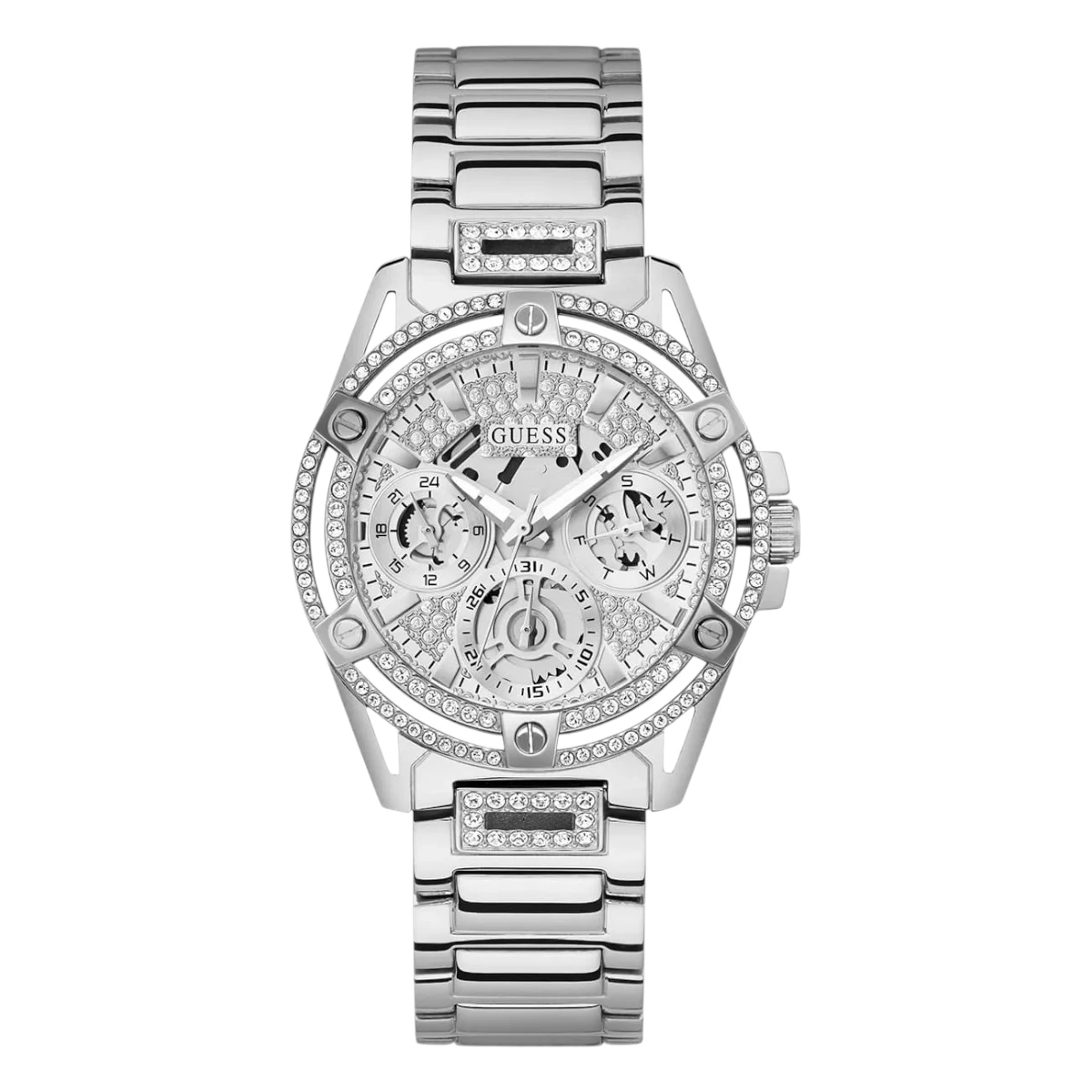 Guess Queen silverfärgat stål med kristaller 40 mm